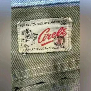 Vintage 1950s Circle S Cut Off Jeans Shorts, Brown Denim, Size XS, Sears Roebuck